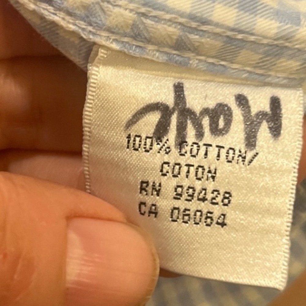 Bugatchi Shaped Fit Mens XL Long Sleeve Button Down Shirt Blue Gingham Check - Picture 7 of 10